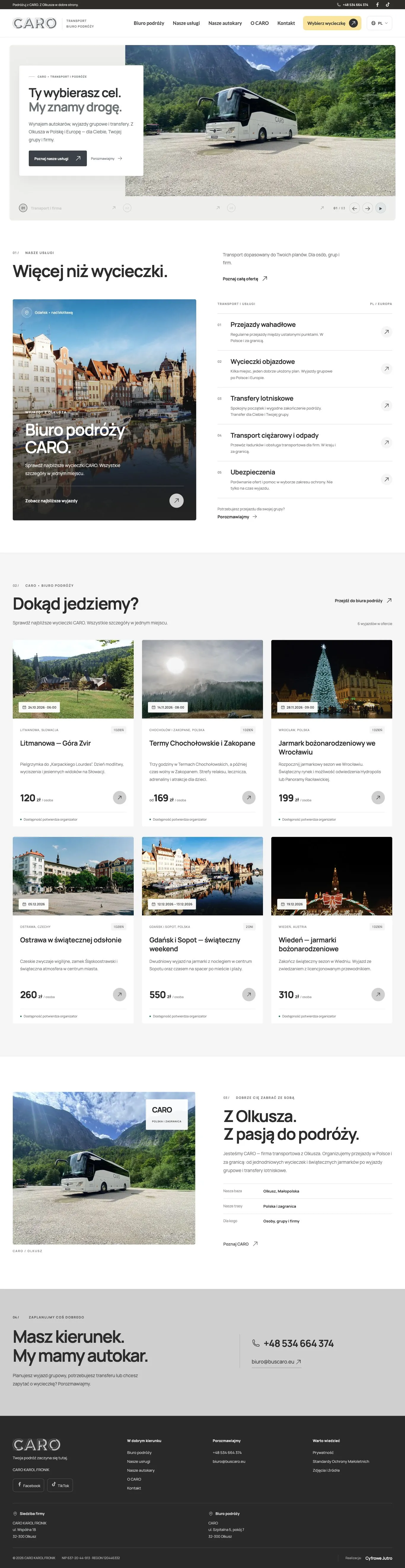 Podgląd realizacji CARO — transport i podróże
