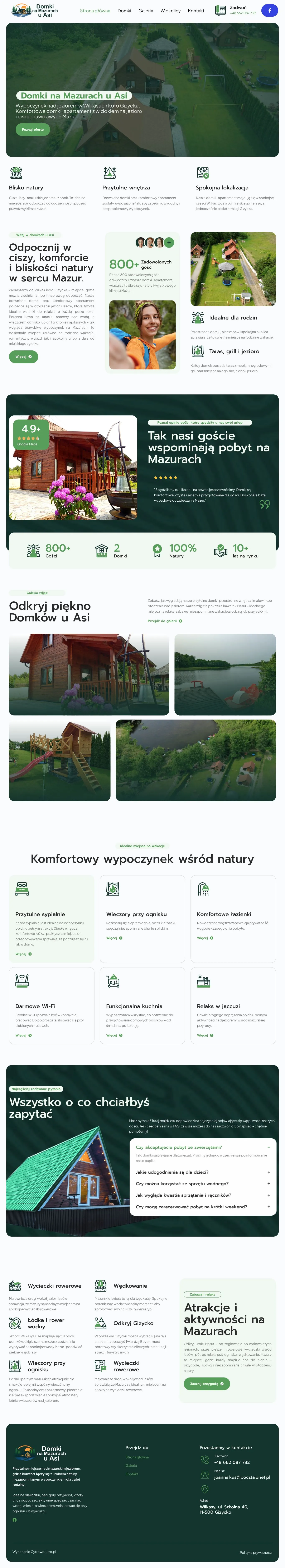 Prezentacja realizacji Domki na Mazurach u Asi z portfolio Cyfrowego Jutra